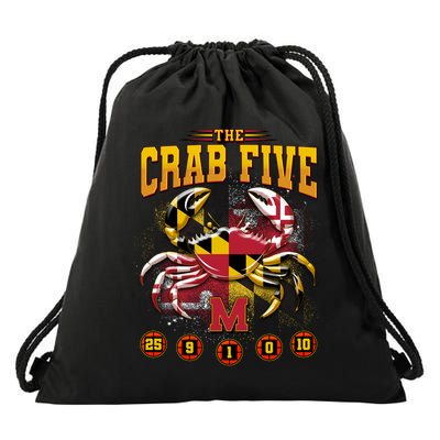 The Crab Five Maryland Basketball Sports Fan Drawstring Bag