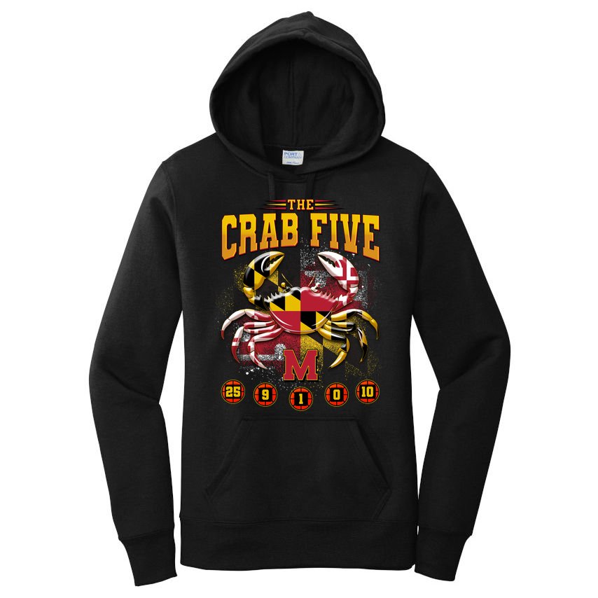 The Crab Five Maryland Basketball Sports Fan Women's Pullover Hoodie