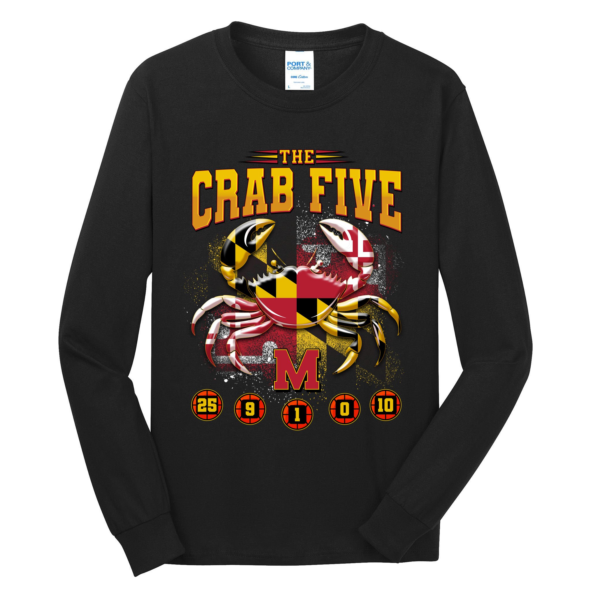 The Crab Five Maryland Basketball Sports Fan Tall Long Sleeve T-Shirt
