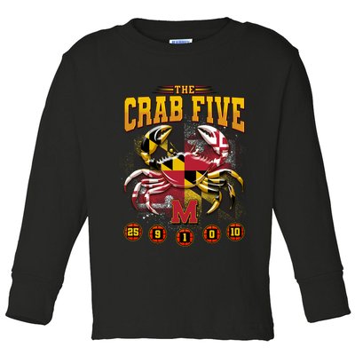 The Crab Five Maryland Basketball Sports Fan Toddler Long Sleeve Shirt