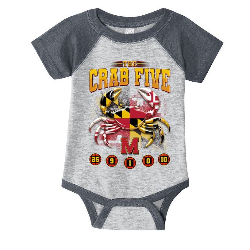 The Crab Five Maryland Basketball Sports Fan Infant Baby Jersey Bodysuit