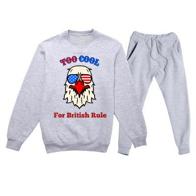 Too Cool For British Rule 4th Of July Vintage USA Eagle Premium Crewneck Sweatsuit Set