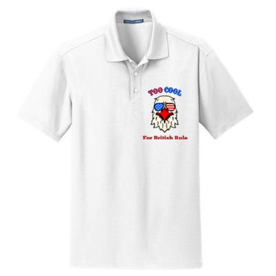 Too Cool For British Rule 4th Of July Vintage USA Eagle Dry Zone Grid Polo