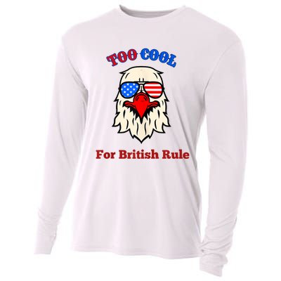 Too Cool For British Rule 4th Of July Vintage USA Eagle Cooling Performance Long Sleeve Crew