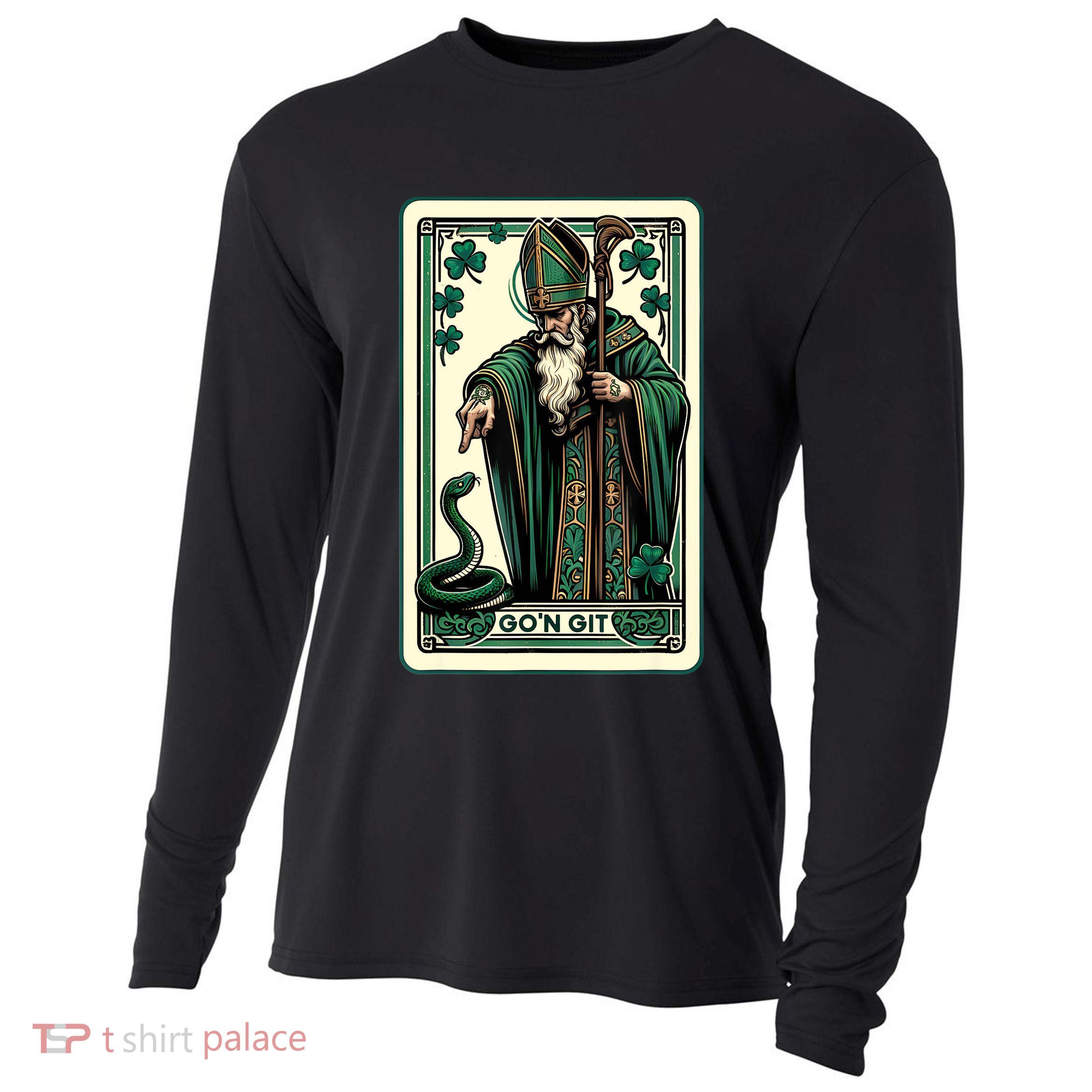 Tarot Card Funny St Patricks Day Gon Git St Patrick Cooling Performance Long Sleeve Crew