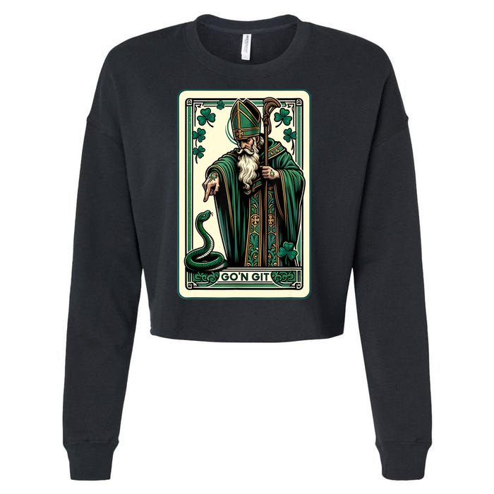 Tarot Card Funny St Patricks Day Gon Git St Patrick Cropped Pullover Crew