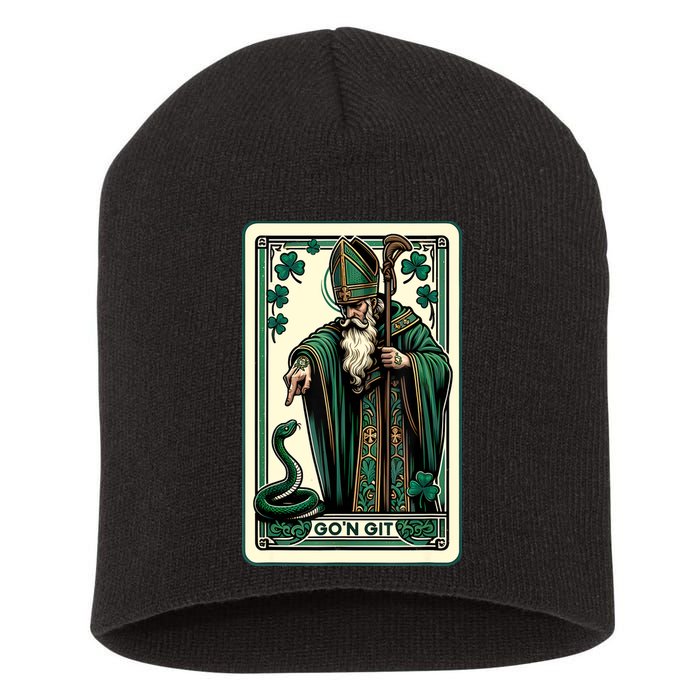 Tarot Card Funny St Patricks Day Gon Git St Patrick Short Acrylic Beanie