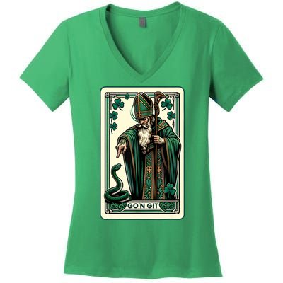 Tarot Card Funny St Patricks Day Gon Git St Patrick Women's V-Neck T-Shirt