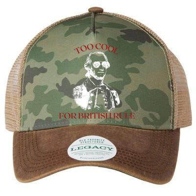 Too Cool For British Rule Funny Patrotic Legacy Tie Dye Trucker Hat