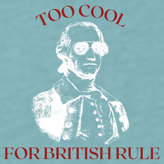 Too Cool For British Rule Funny Patrotic Sueded Cloud Jersey T-Shirt