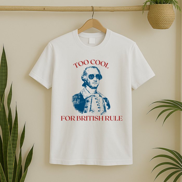 Too Cool For British Rule Funny Patrotic T-Shirt
