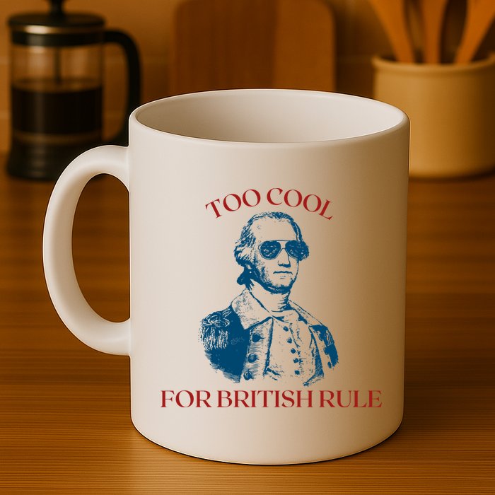 Too Cool For British Rule Funny Patrotic Mug