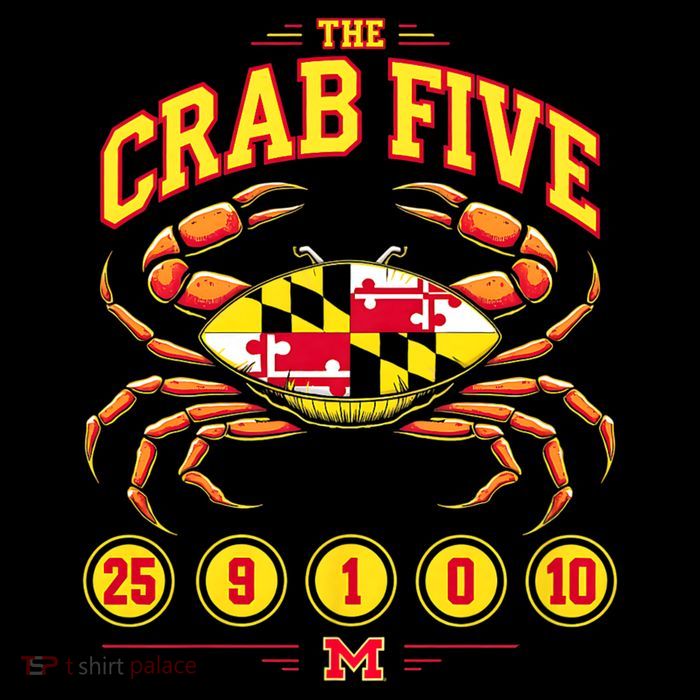The Crab Five Crab Flag Maryland  T-Shirt