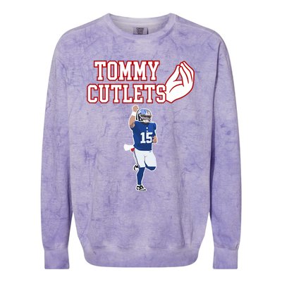 Tommy Cutlets Football Quarterback Ny Italian Hand Gesture Colorblast Crewneck Sweatshirt