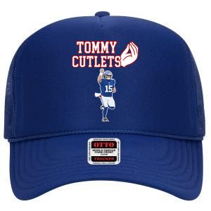 Tommy Cutlets Football Quarterback Ny Italian Hand Gesture High Crown Mesh Back Trucker Hat