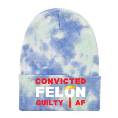 Trump Convicted Felon Guilty Af Lock Him Up Trump For Prison Tie Dye 12in Knit Beanie