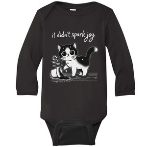 Tuxedo Cat Funny Meme Saying Quotation Spark Joy Baby Long Sleeve Bodysuit