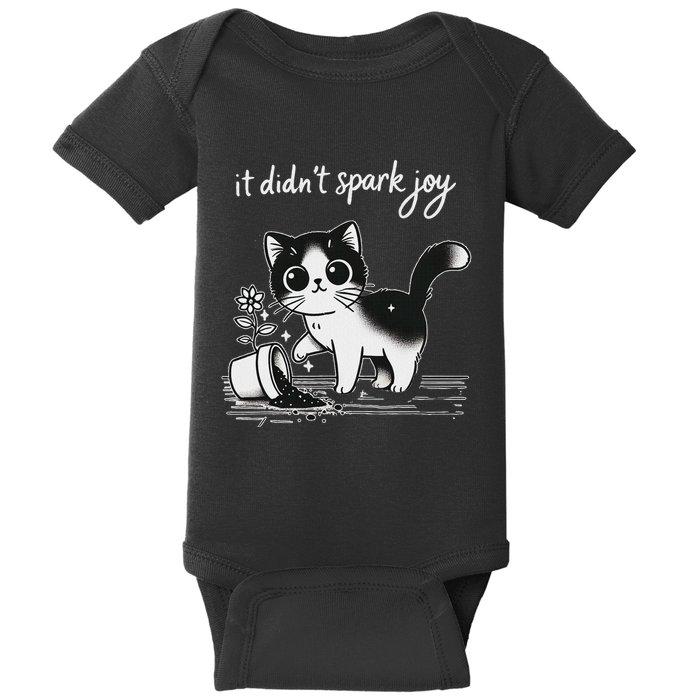 Tuxedo Cat Funny Meme Saying Quotation Spark Joy Baby Bodysuit