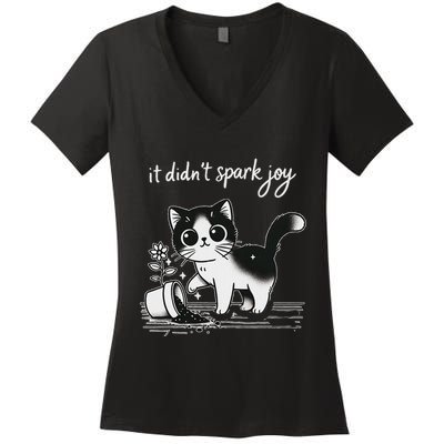 Tuxedo Cat Funny Meme Saying Quotation Spark Joy Women's V-Neck T-Shirt