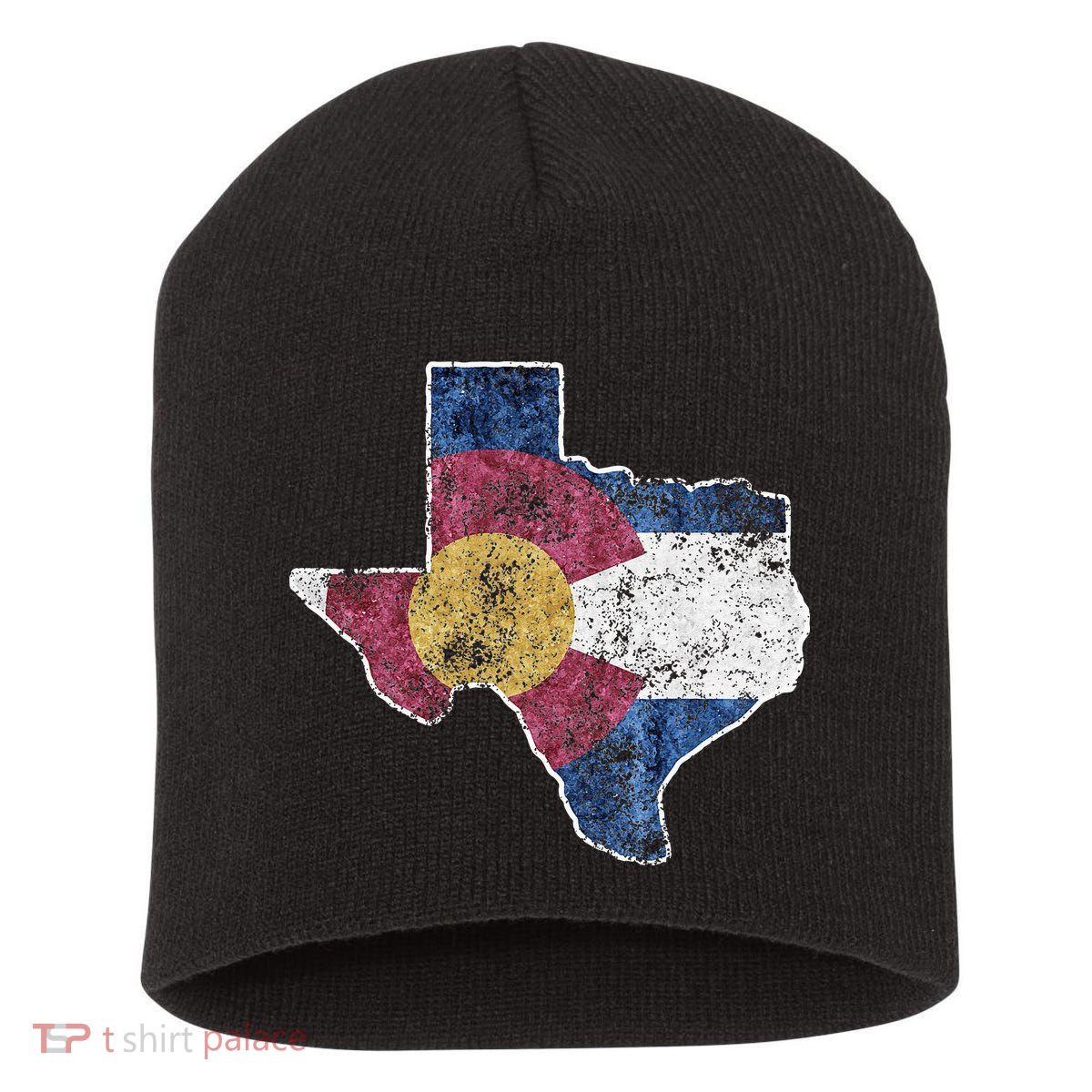 Texas Colorado Flag Family USA Home State Short Acrylic Beanie