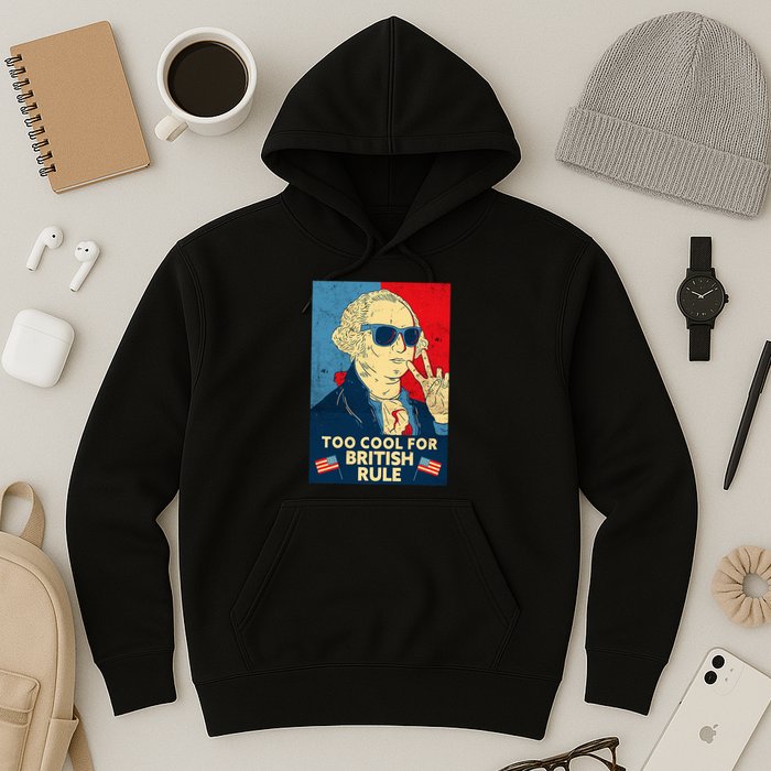 Too Cool For British Rule George Washington 4th Of July Hoodie