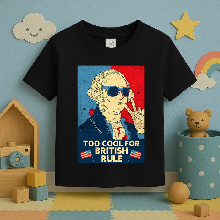 Too Cool For British Rule George Washington 4th Of July Toddler T-Shirt