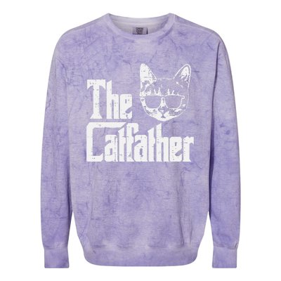 The Catfather Funny Cat Dad Fathers Day Movie Pun Papa Colorblast Crewneck Sweatshirt