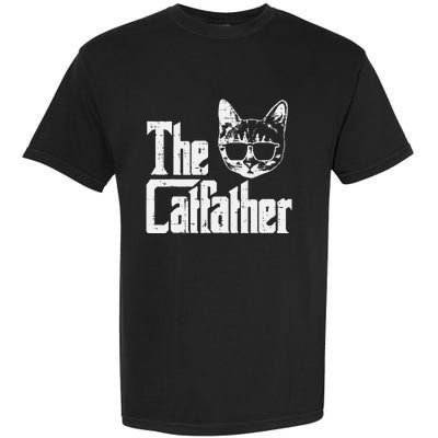 The Catfather Funny Cat Dad Fathers Day Movie Pun Papa Garment-Dyed Heavyweight T-Shirt