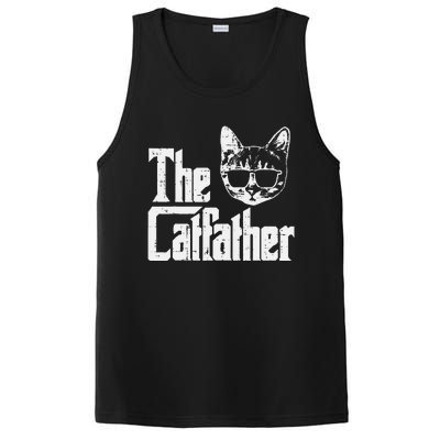 The Catfather Funny Cat Dad Fathers Day Movie Pun Papa PosiCharge Competitor Tank