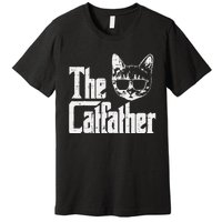 The Catfather Funny Cat Dad Fathers Day Movie Pun Papa Premium T-Shirt