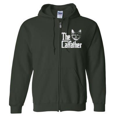 The Catfather Funny Cat Dad Fathers Day Movie Pun Papa Full Zip Hoodie