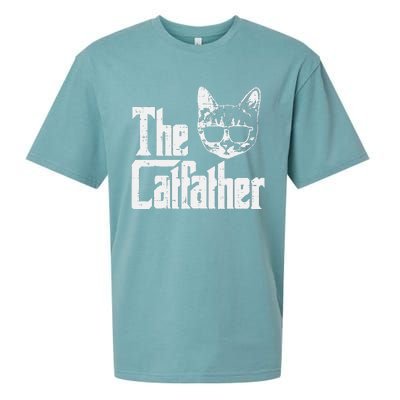 The Catfather Funny Cat Dad Fathers Day Movie Pun Papa Sueded Cloud Jersey T-Shirt