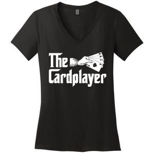 The Cardplayer Funny Poker Card Player Casino Gambler Women's V-Neck T-Shirt