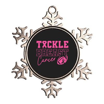 Tackle Cancer Football P.I.N.K. Ribbon Breast Cancer Awareness Metallic Star Ornament