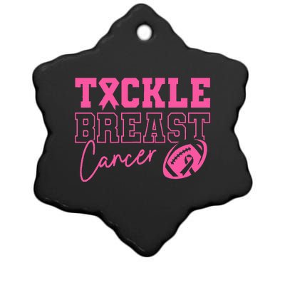 Tackle Cancer Football P.I.N.K. Ribbon Breast Cancer Awareness Ceramic Star Ornament