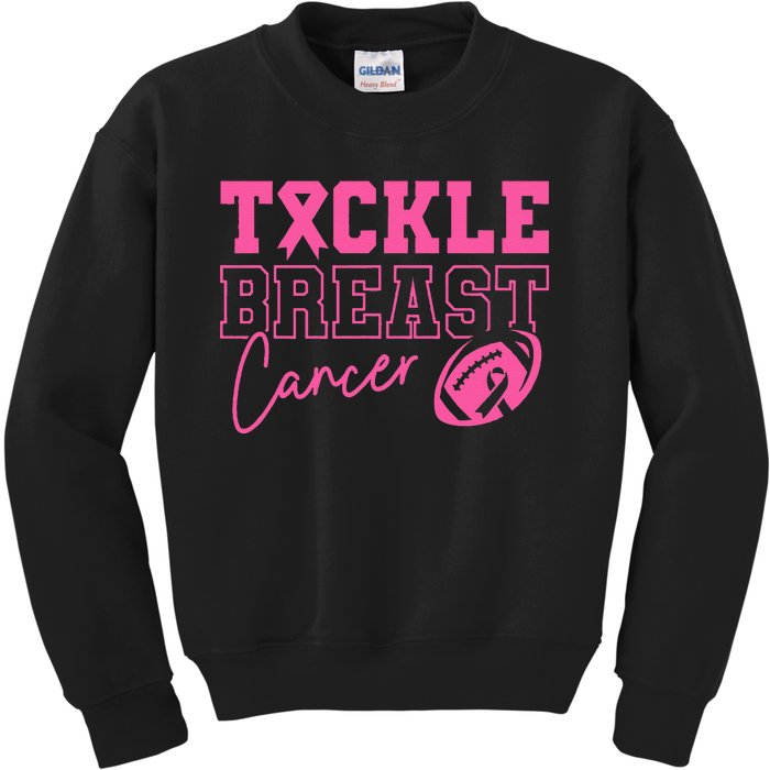 Tackle Cancer Football P.I.N.K. Ribbon Breast Cancer Awareness Kids Sweatshirt