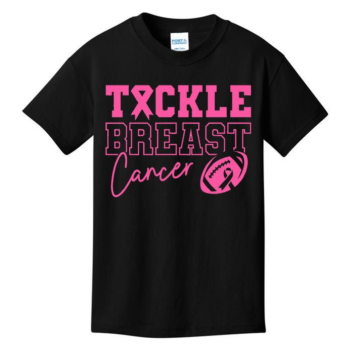 Tackle Cancer Football P.I.N.K. Ribbon Breast Cancer Awareness Kids T-Shirt