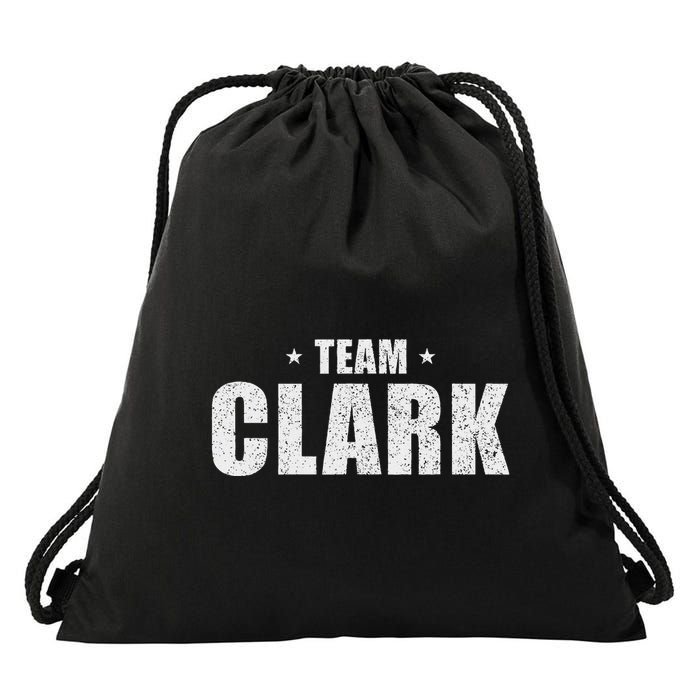 Team Clark Family Matching Last Name Retro Drawstring Bag