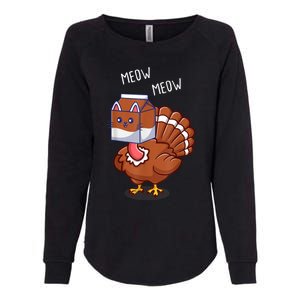 Thanksgiving Cat Funny Fake Cat Meow Thanksgiving Turkey Womens California Wash Sweatshirt