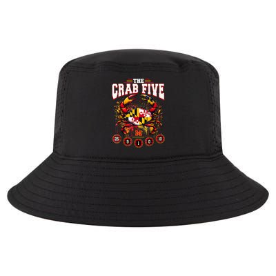 The Crab Five Crab Flag Maryland  Cool Comfort Performance Bucket Hat
