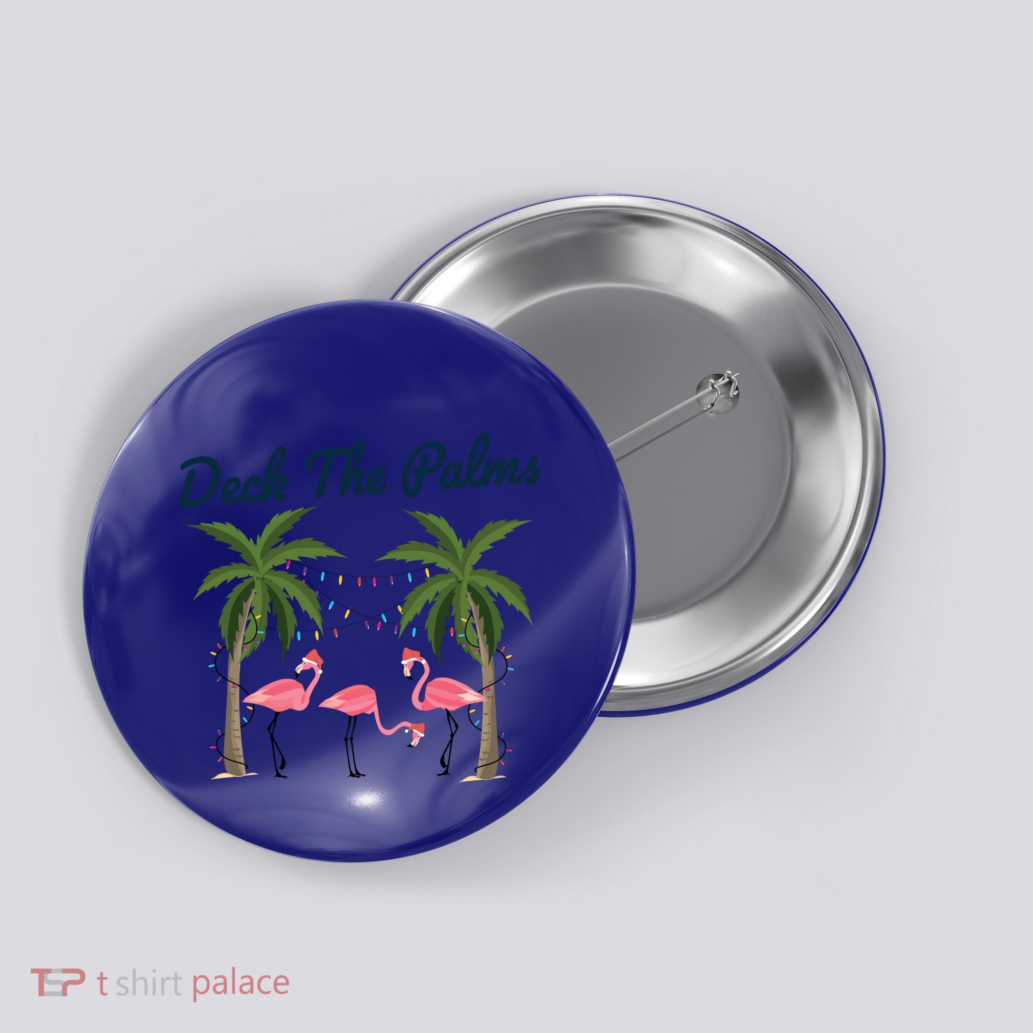 Tropical Christmas Florida Flamingo Deck The Palms Gift Button