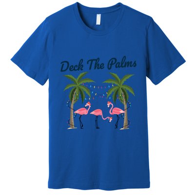 Tropical Christmas Florida Flamingo Deck The Palms Gift Premium T-Shirt