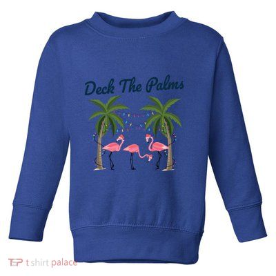 Tropical Christmas Florida Flamingo Deck The Palms Gift Toddler Sweatshirt