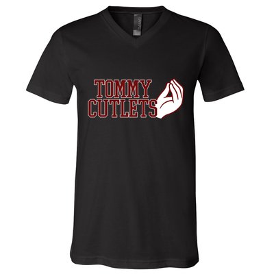 Tommy Cutlets Football Quarterback Italian Hand V-Neck T-Shirt