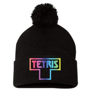 Tetris Color Fade Logo Pom Pom 12in Knit Beanie