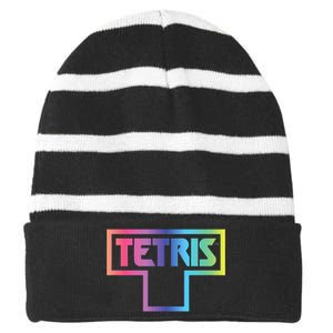 Tetris Color Fade Logo Striped Beanie with Solid Band