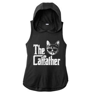 The Catfather Funny Cat Dad Fathers Day Movie Pun Papa Ladies PosiCharge Tri-Blend Wicking Draft Hoodie Tank