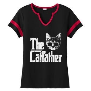 The Catfather Funny Cat Dad Fathers Day Movie Pun Papa Ladies Halftime Notch Neck Tee