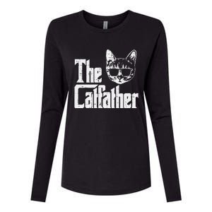 The Catfather Funny Cat Dad Fathers Day Movie Pun Papa Womens Cotton Relaxed Long Sleeve T-Shirt