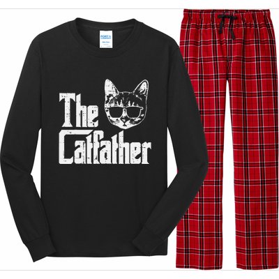 The Catfather Funny Cat Dad Fathers Day Movie Pun Papa Long Sleeve Pajama Set